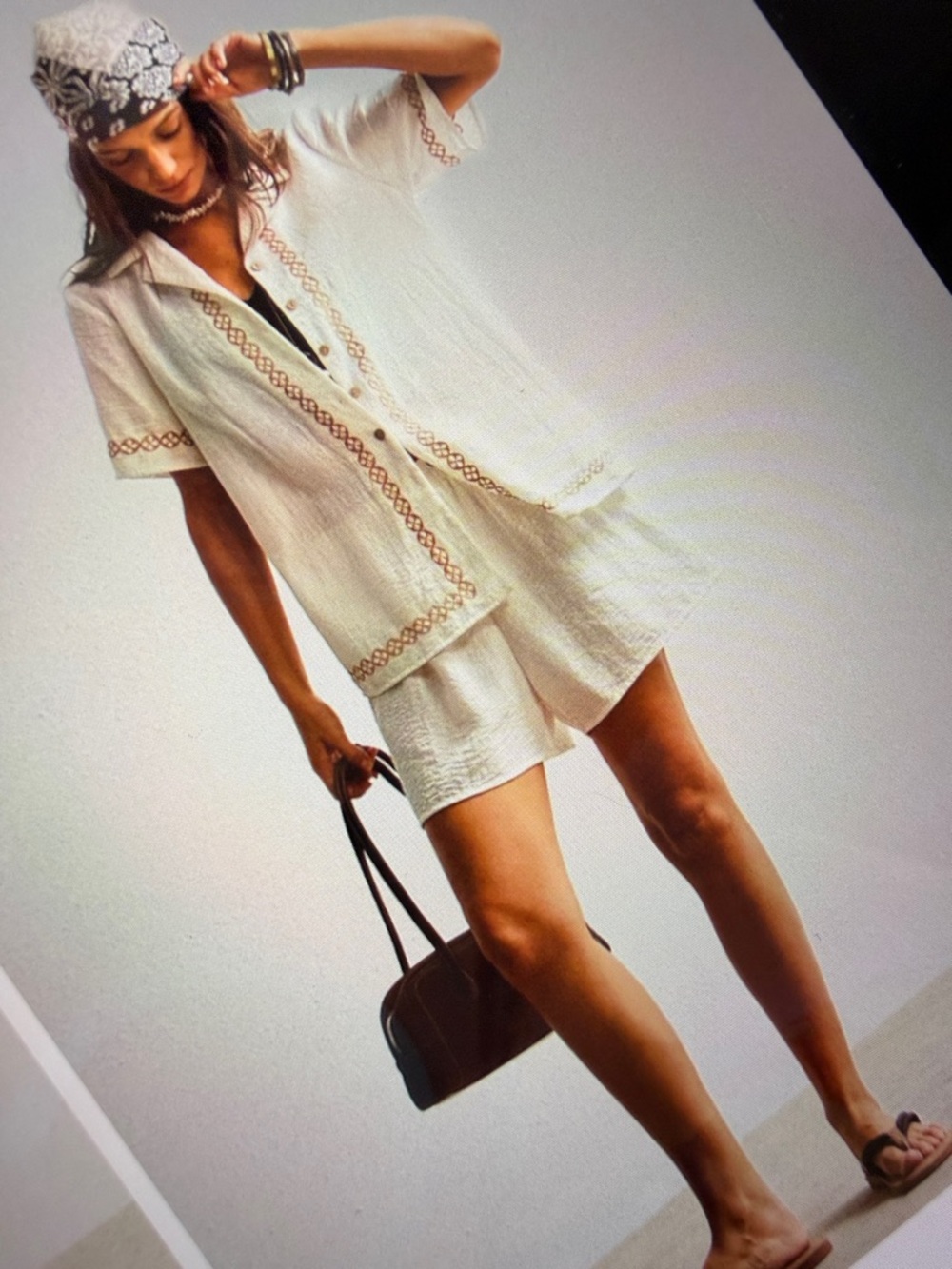 ♥️Hello Gorgeous! Button Up Short Sleeve Shirt and Shorts Set - White